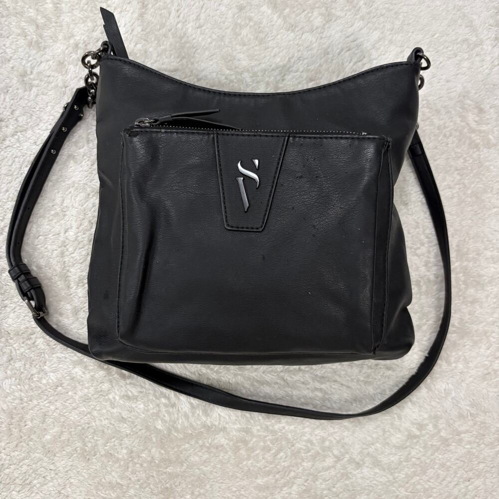Simply Vera Vera Wang Black Crossbody Shoulder Bag Purse Zip Pockets Adjustable